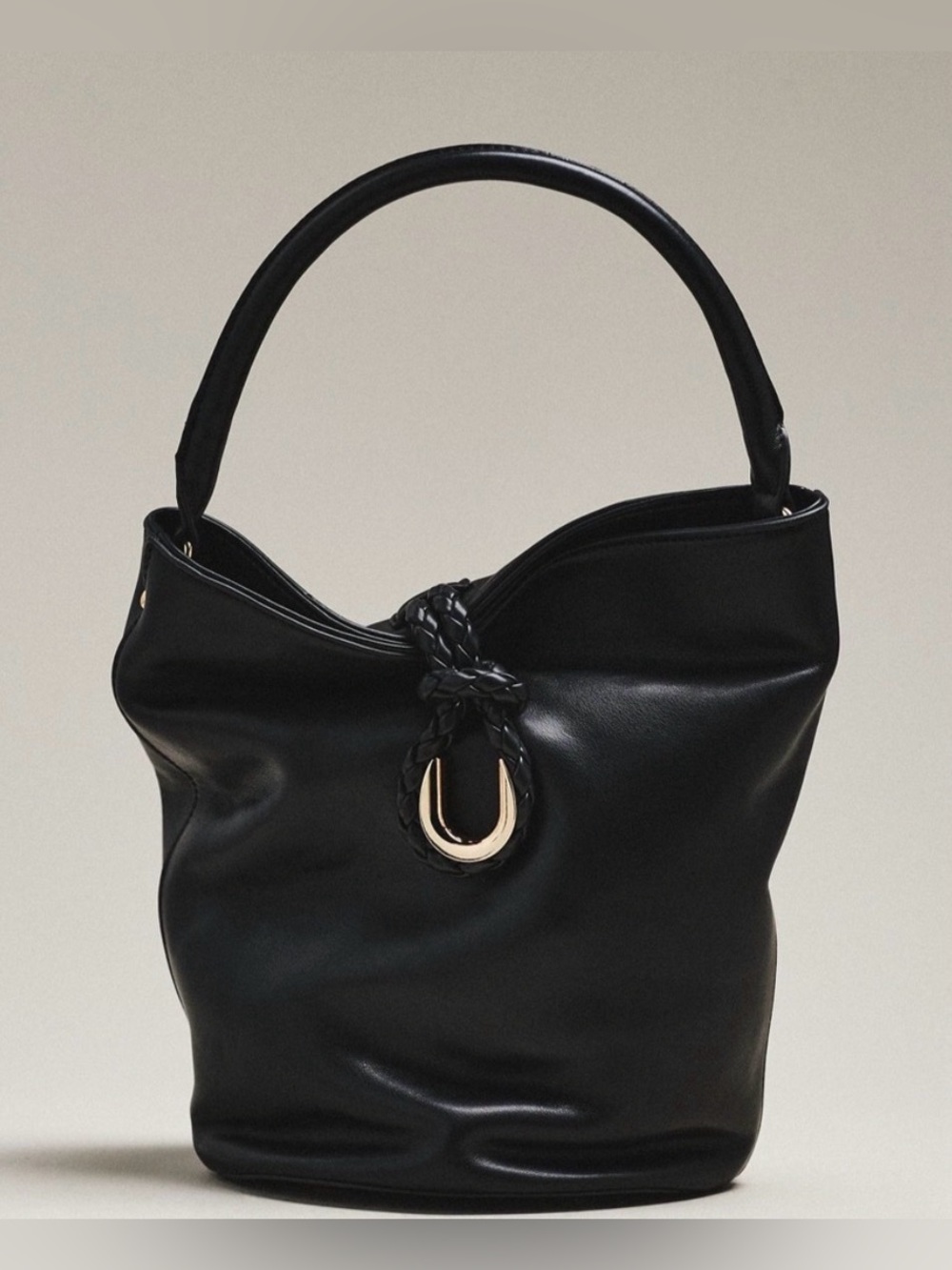 Anthropologie Black AOTA Twist Tie Top Handle Bucket Bag Crossbody - Picture 11 of 13